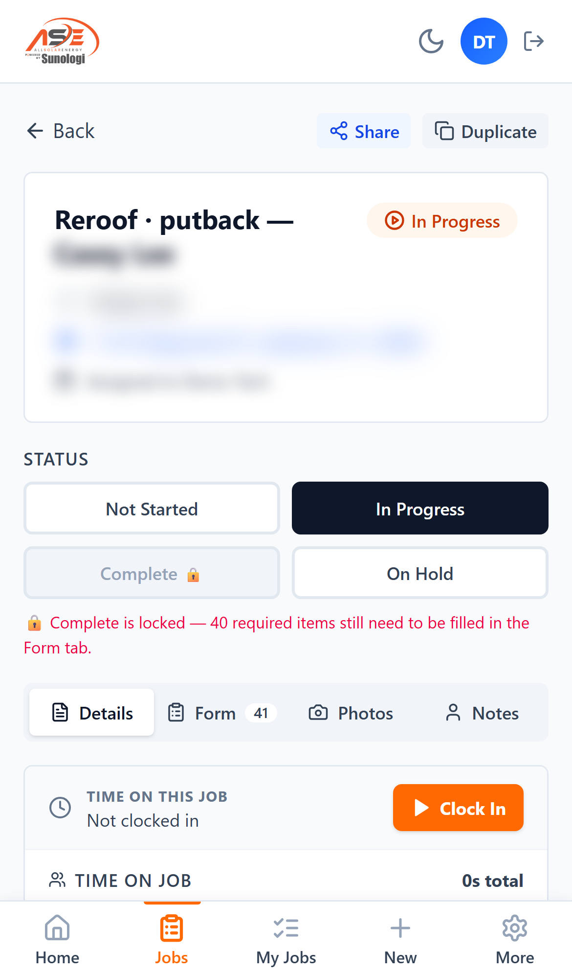 Job detail on mobile